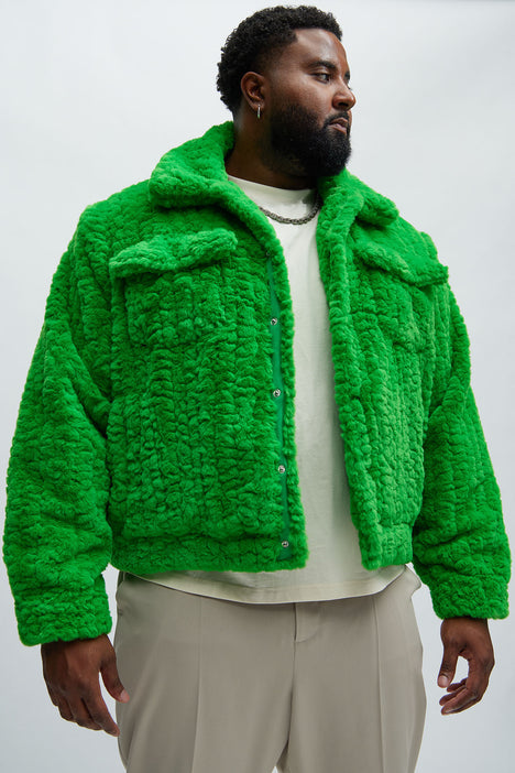 Green fur jacket on sale