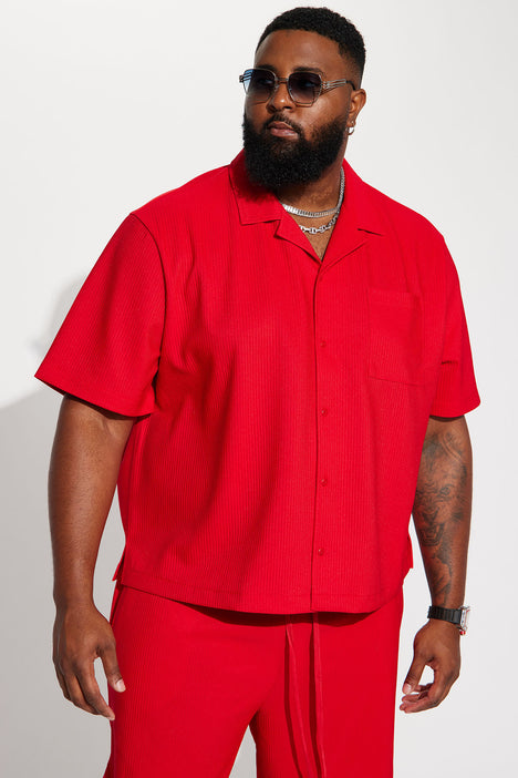 Mens red discount short sleeve shirt