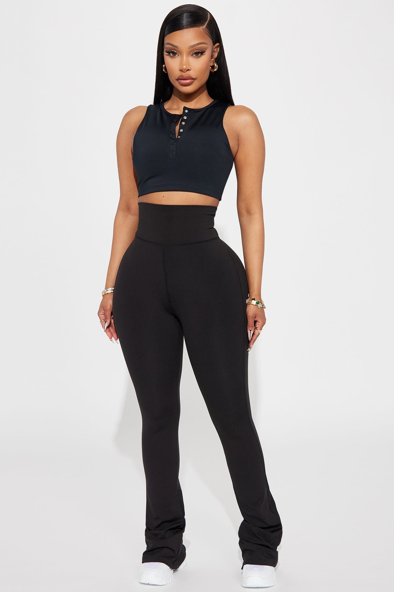 Fashion Nova Solid Black Yoga Pants Size L - 47% off