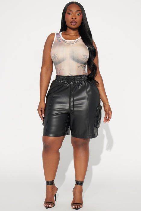 Rebellious Faux Leather Bermuda Short Black Fashion Nova