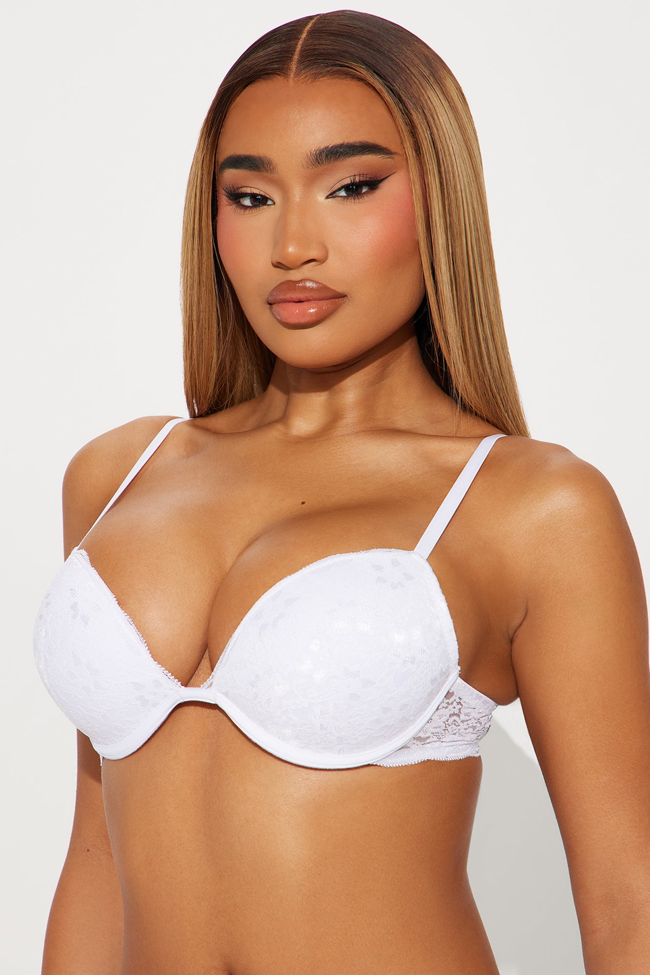 Not With You Double Push Up Lace Bra - White