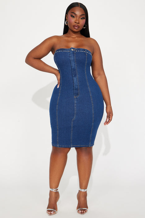 Kimmy Denim Mini Dress Dark Wash