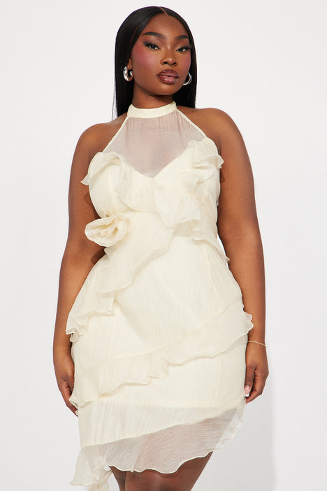 Adore Chiffon Mini Dress Cream Fashion Nova Dresses Fashion