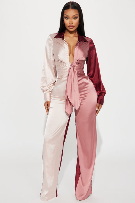 Satin jumpsuit sales nightwear