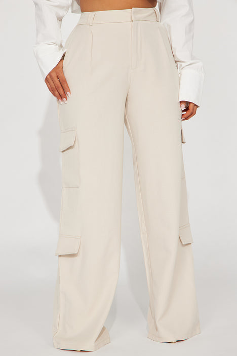 Cream cargo shop trousers womens