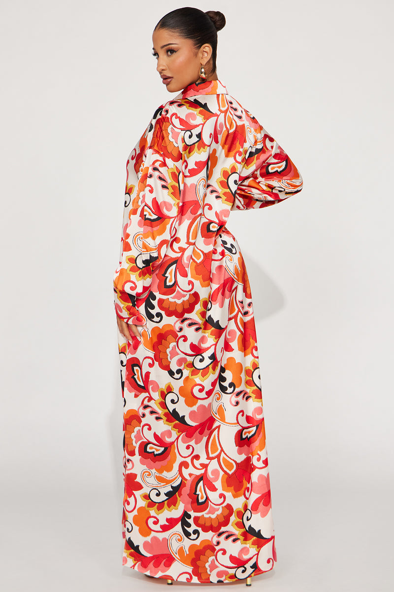 Paisley Satin Shirt Dress - Orange/combo | Fashion Nova, Dresses ...