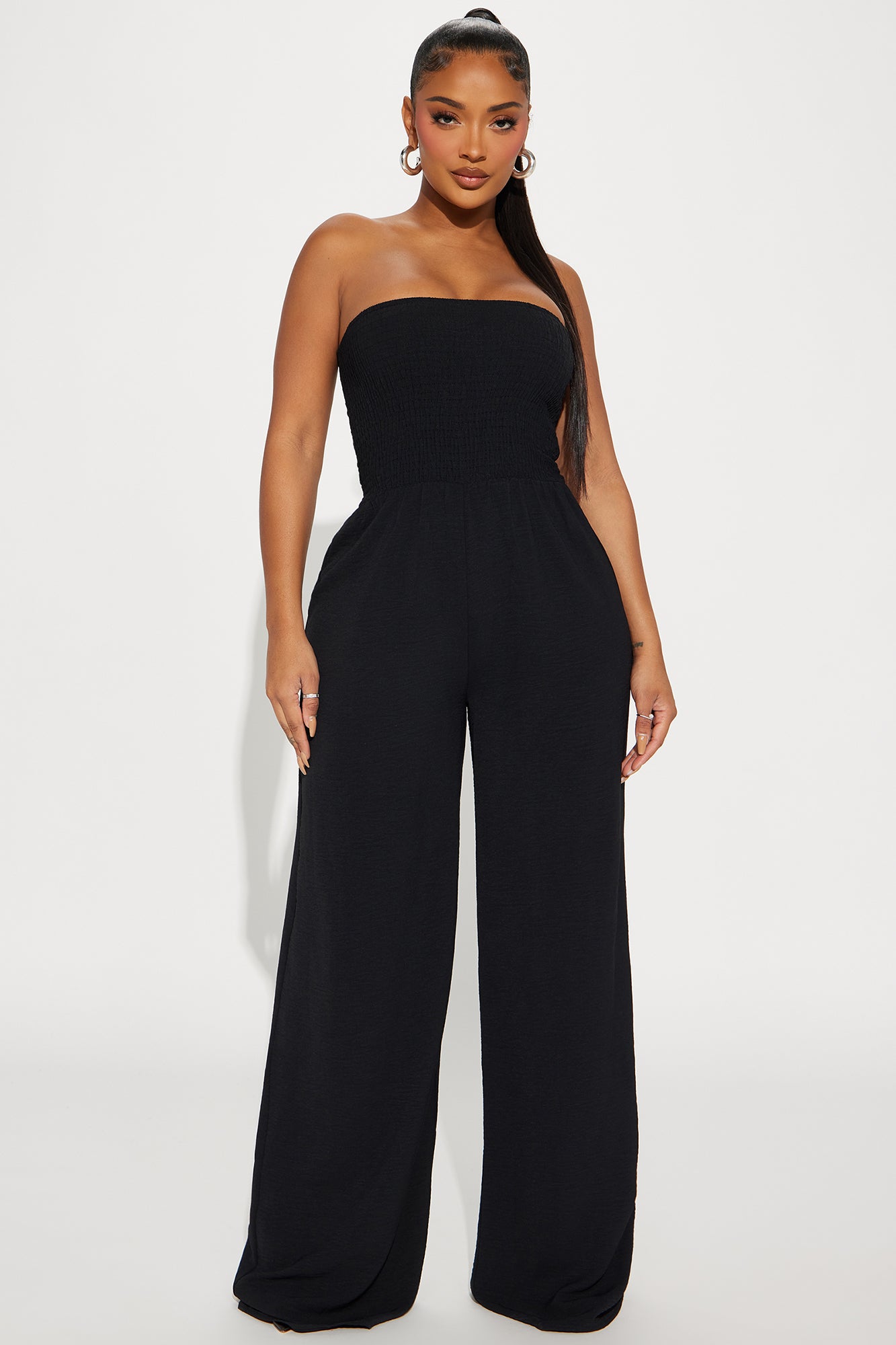 Strapless online smocked jumpsuit