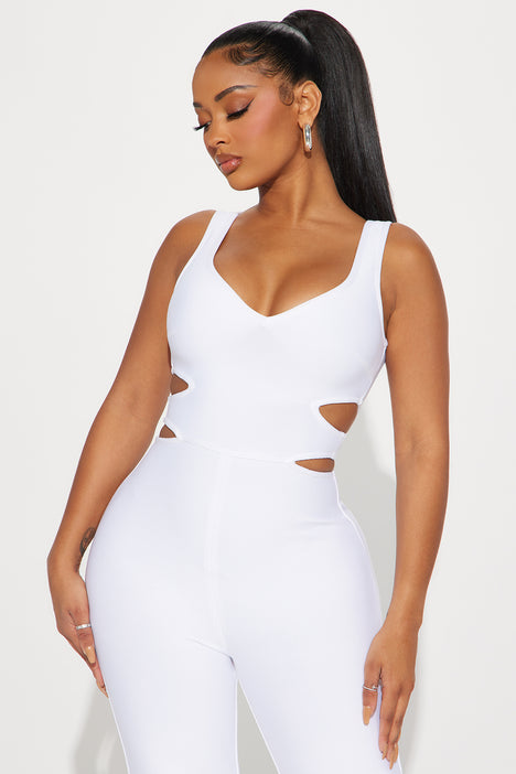 White cut clearance out jumpsuit