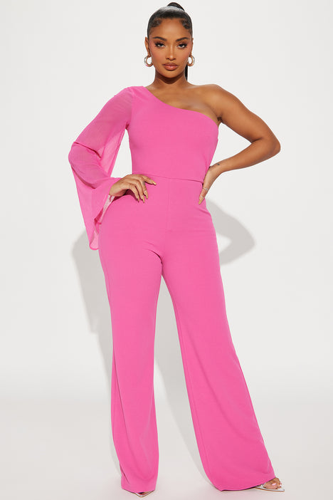 Doll Pink One Shoulder Jumpsuit – Indigo Boutique