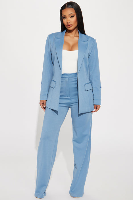 Dayna Blazer Pant Set Slate Blue Fashion Nova Matching Sets