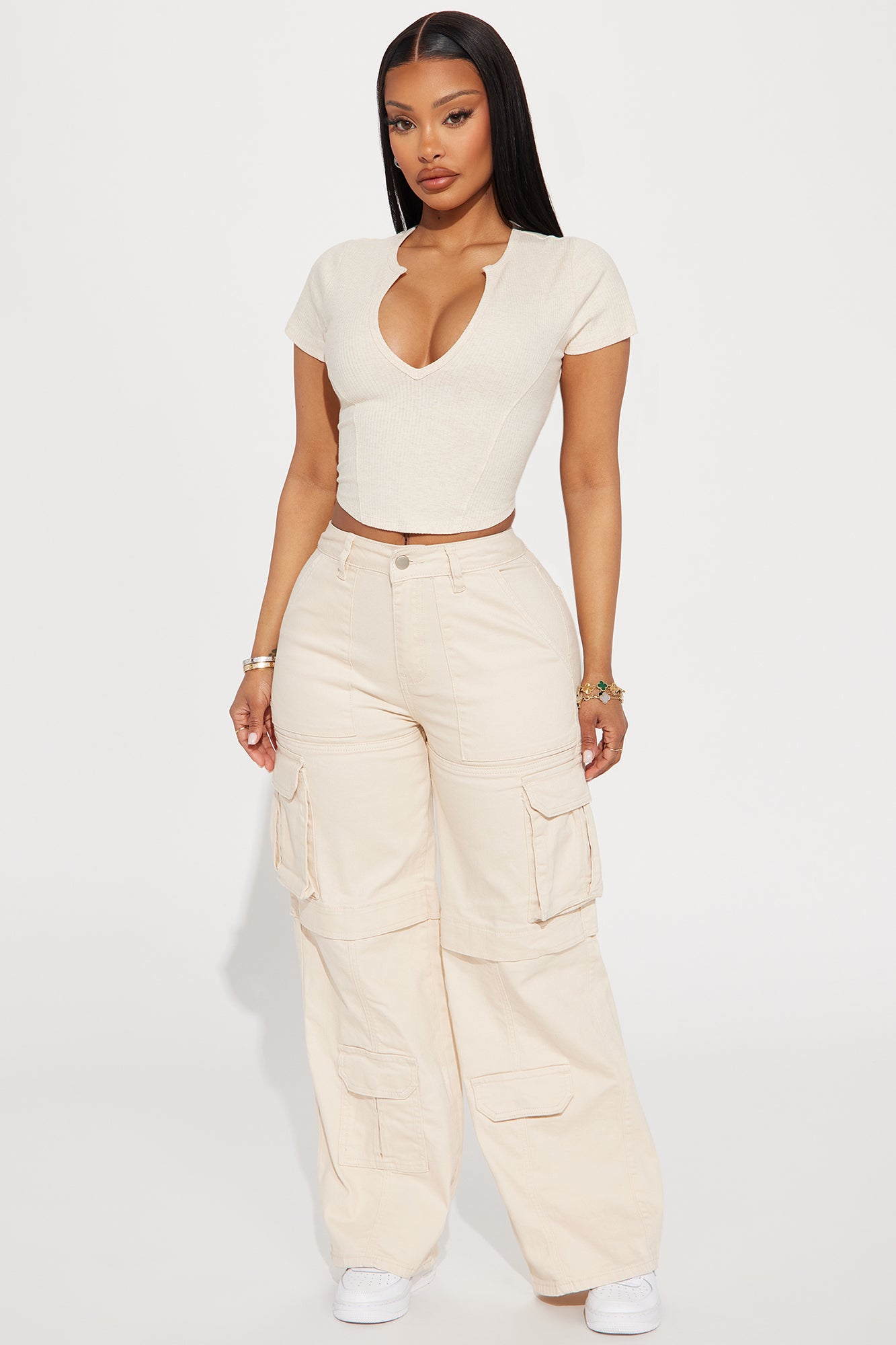 Cream cargo discount pants womens