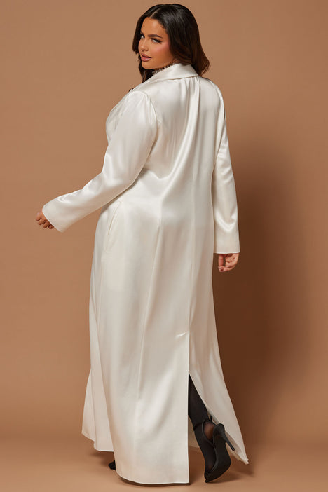 Deana Satin Duster Jacket Off White