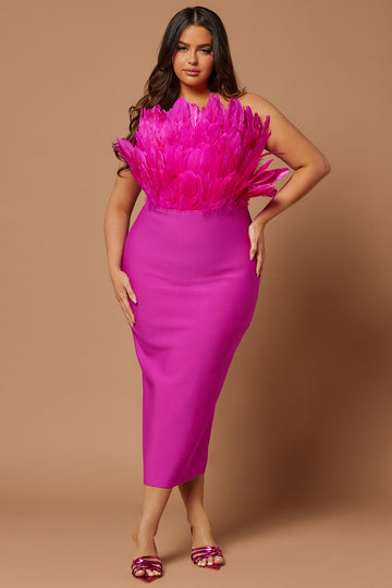 Hot pink cocktail sales dress plus size