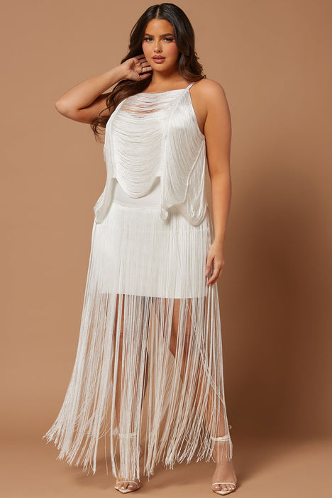 White fringe dress fashion nova top