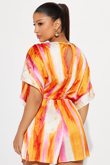 Aloha Satin Jumpsuit Orange combo