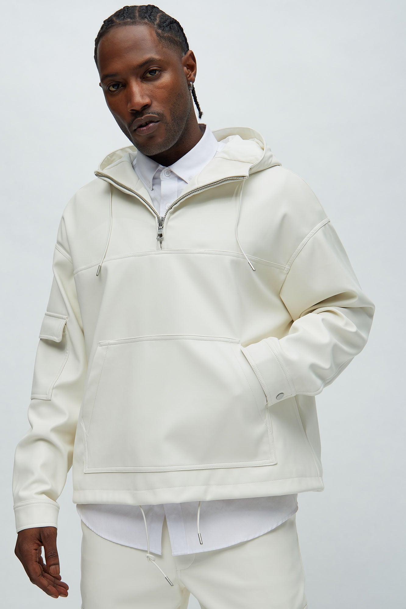Leather pullover discount jacket