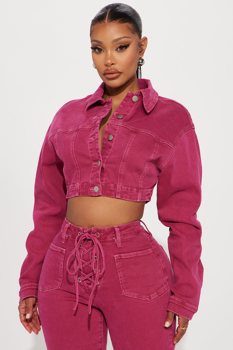Denim jacket hotsell women pink