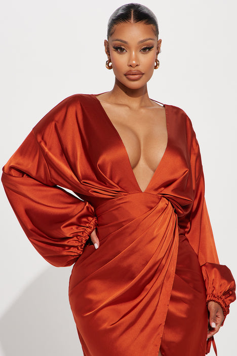 Satin dress deals rust