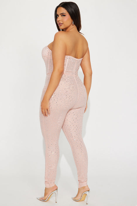 Fashion nova shop rose gold jumpsuit