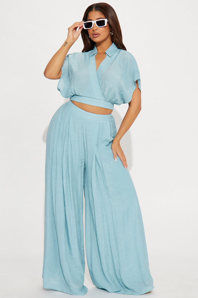 Mea Gauze Pant Set Blue Fashion Nova, Matching Sets Fashion Nova