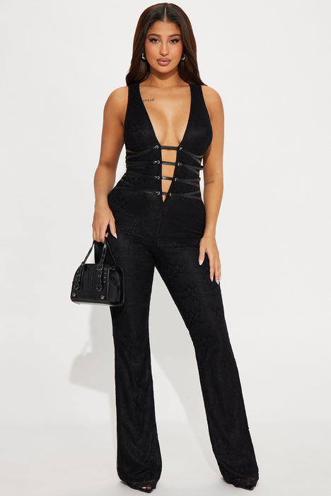 Fashion nova black lace jumpsuit 2025