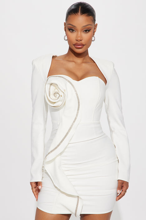 Scarlett Ruffle Mini Dress White Fashion Nova Dresses