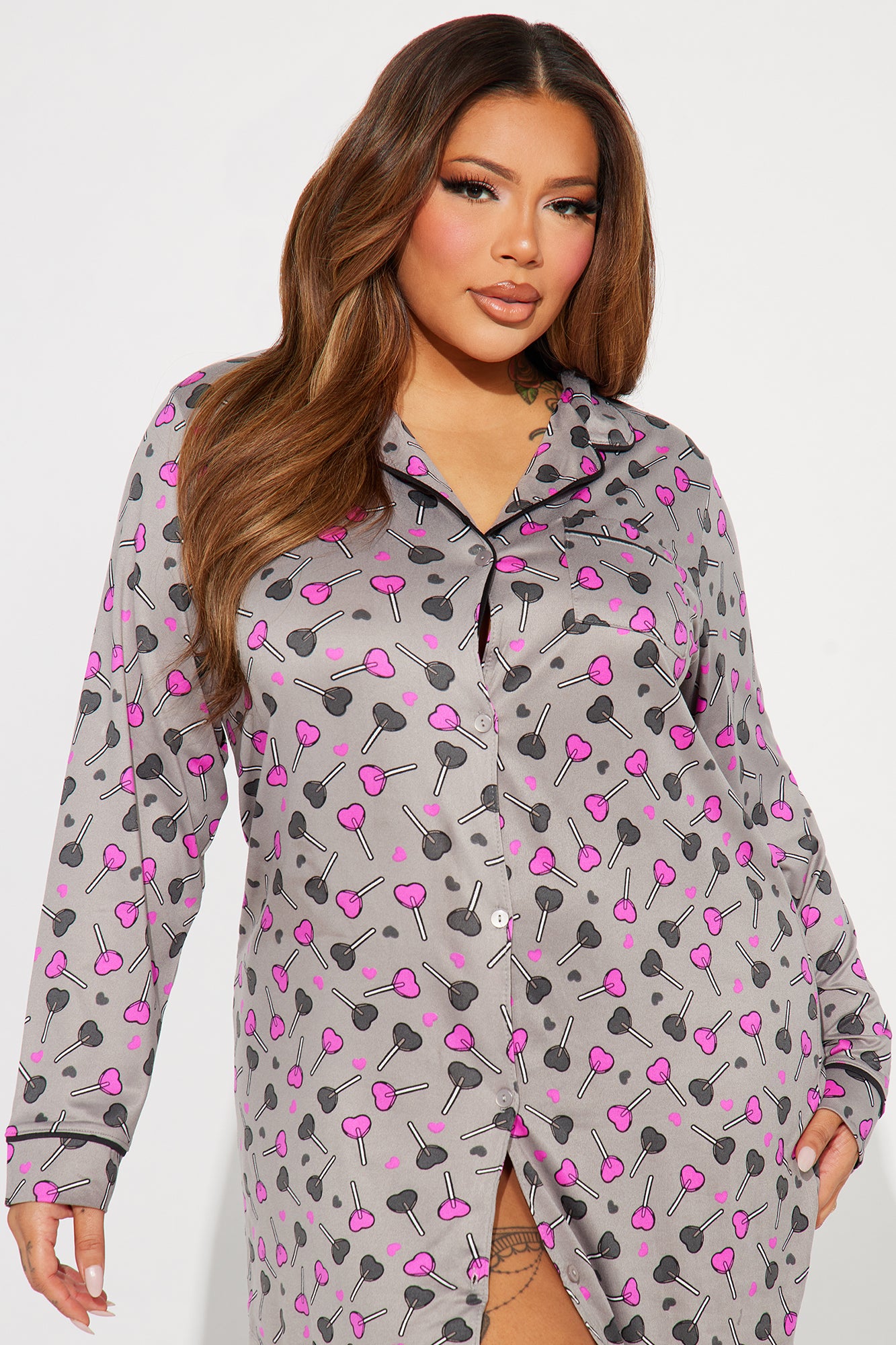 Sweeter Than Candy PJ Sleep Shirt Grey combo