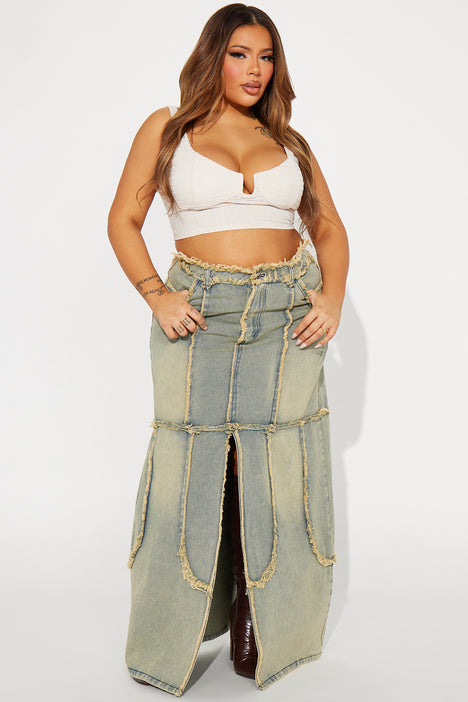 Women's plus size on sale denim maxi skirts