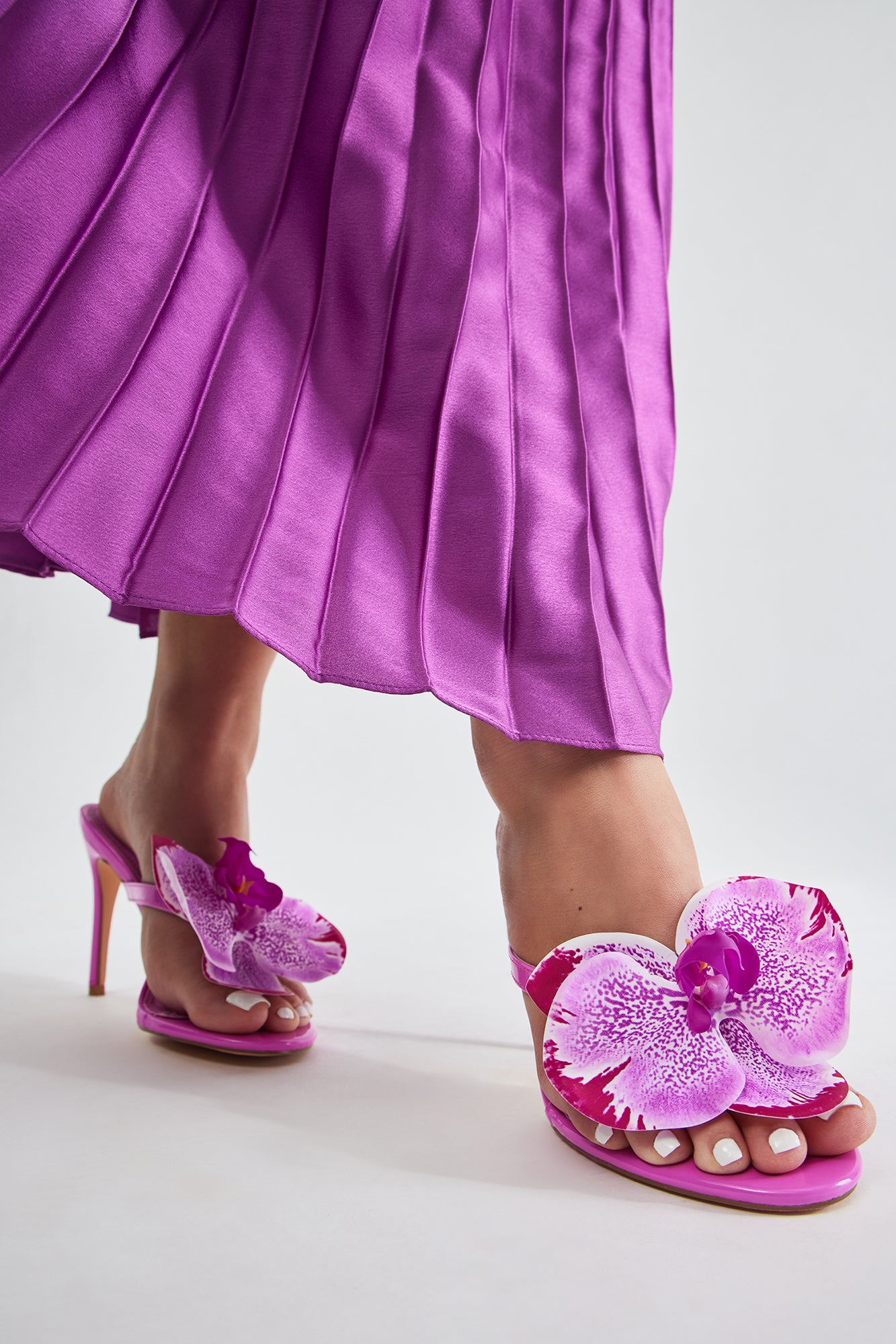 Pink floral heeled sandals online