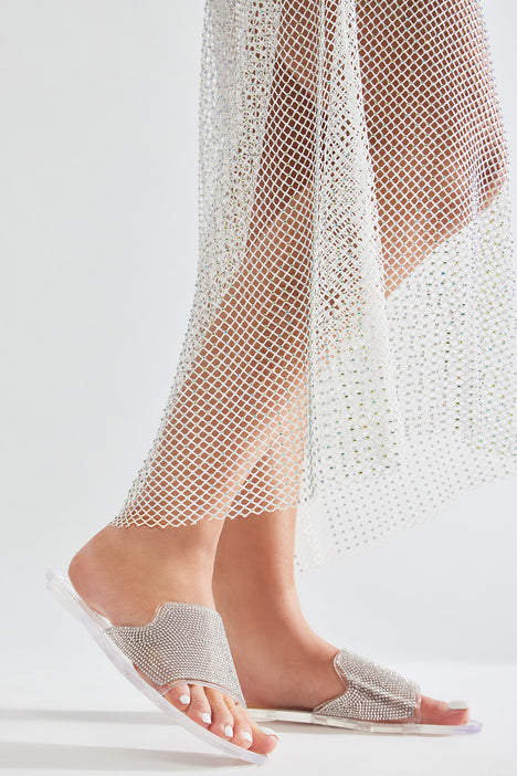 Justyne Embellished Flat Sandals Clear