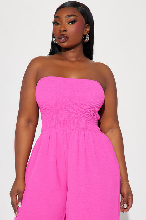 Hot pink shop strapless romper