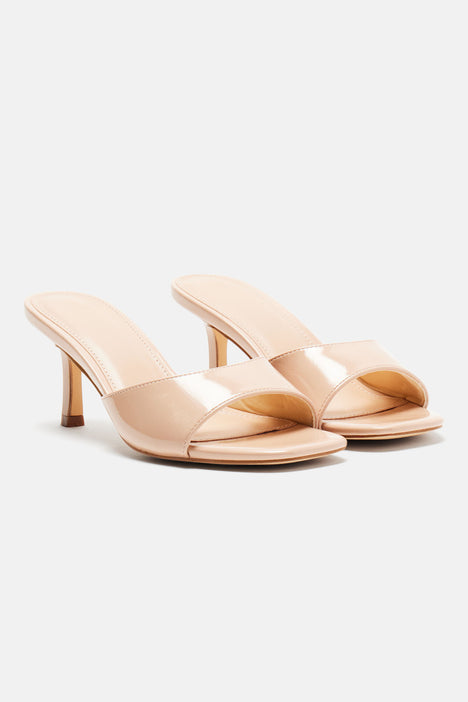 Nude kitten heel mules top