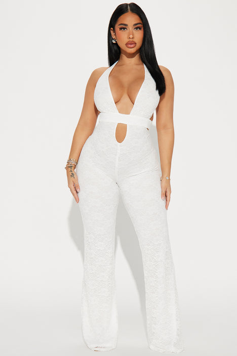Fashion nova white sales lace jumpsuit