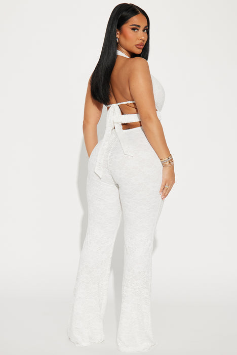Fashion nova white lace jumpsuit top