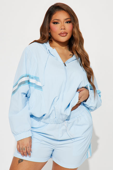 Plus size windbreaker short set hotsell