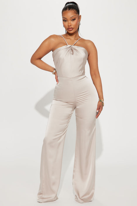 Fashion nova silver jumpsuit sales