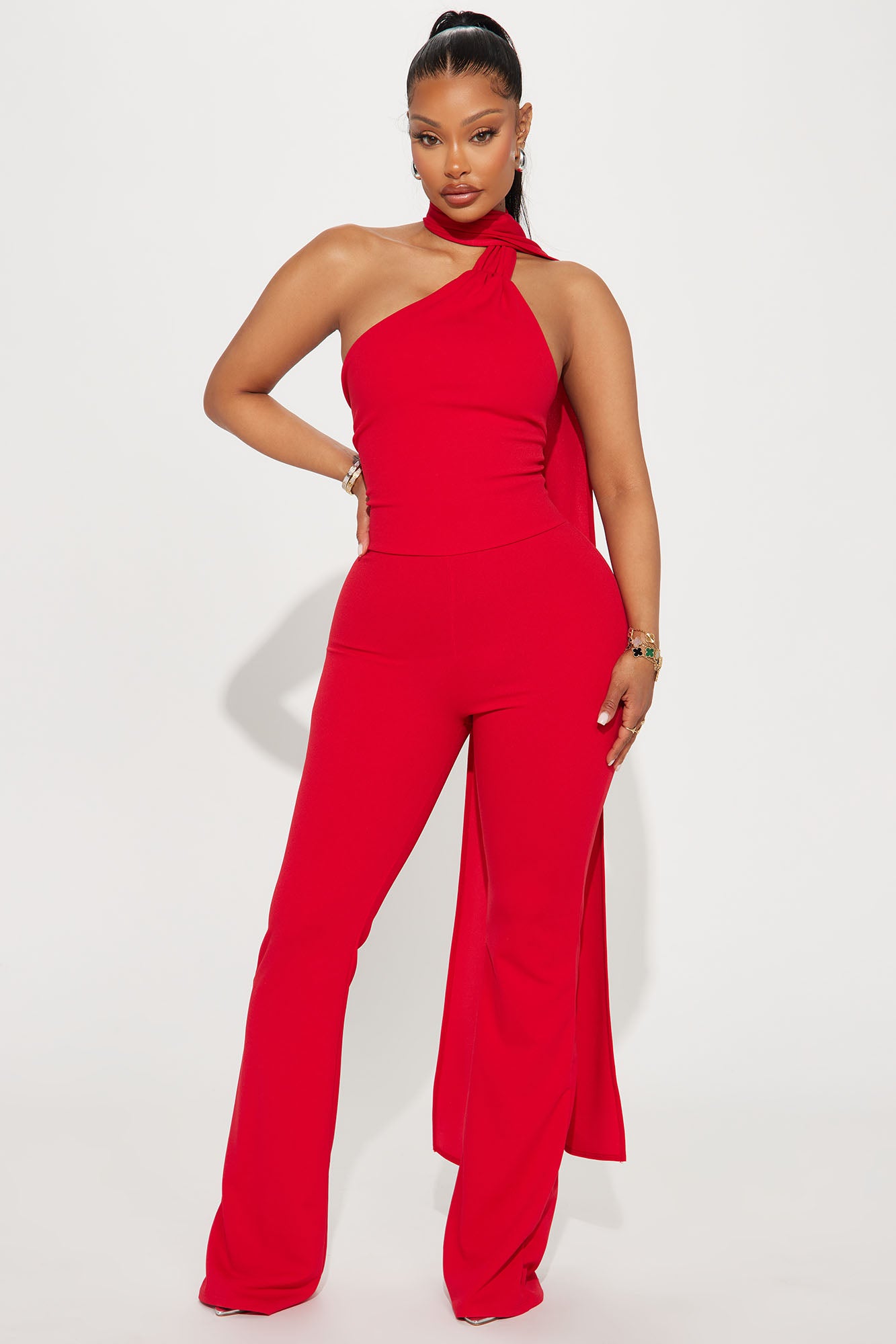 Red 2025 crepe jumpsuit