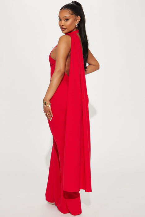 Red outlet crepe jumpsuit