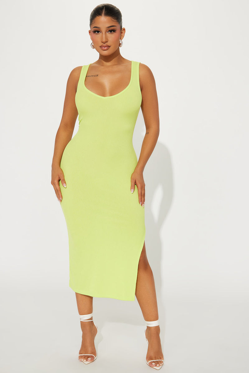Diana Ribbed Midi Dress Lime Fashion Nova, Dresses Fashion Nova