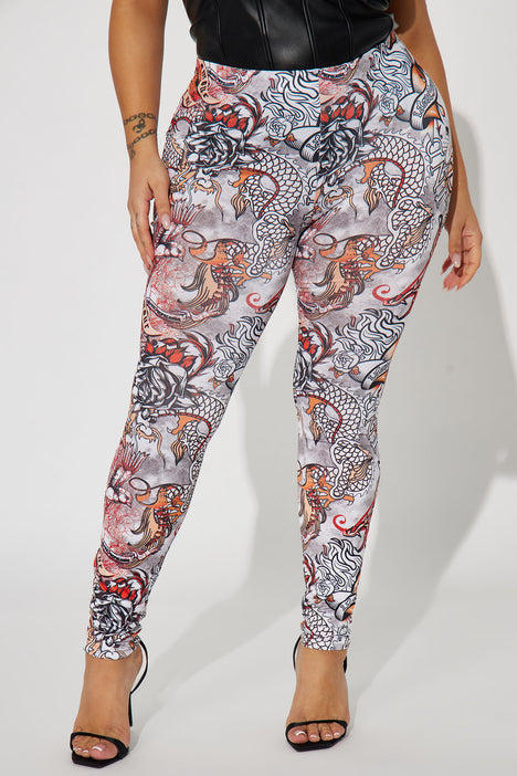 Playing With Danger Printed Legging - Grey/combo