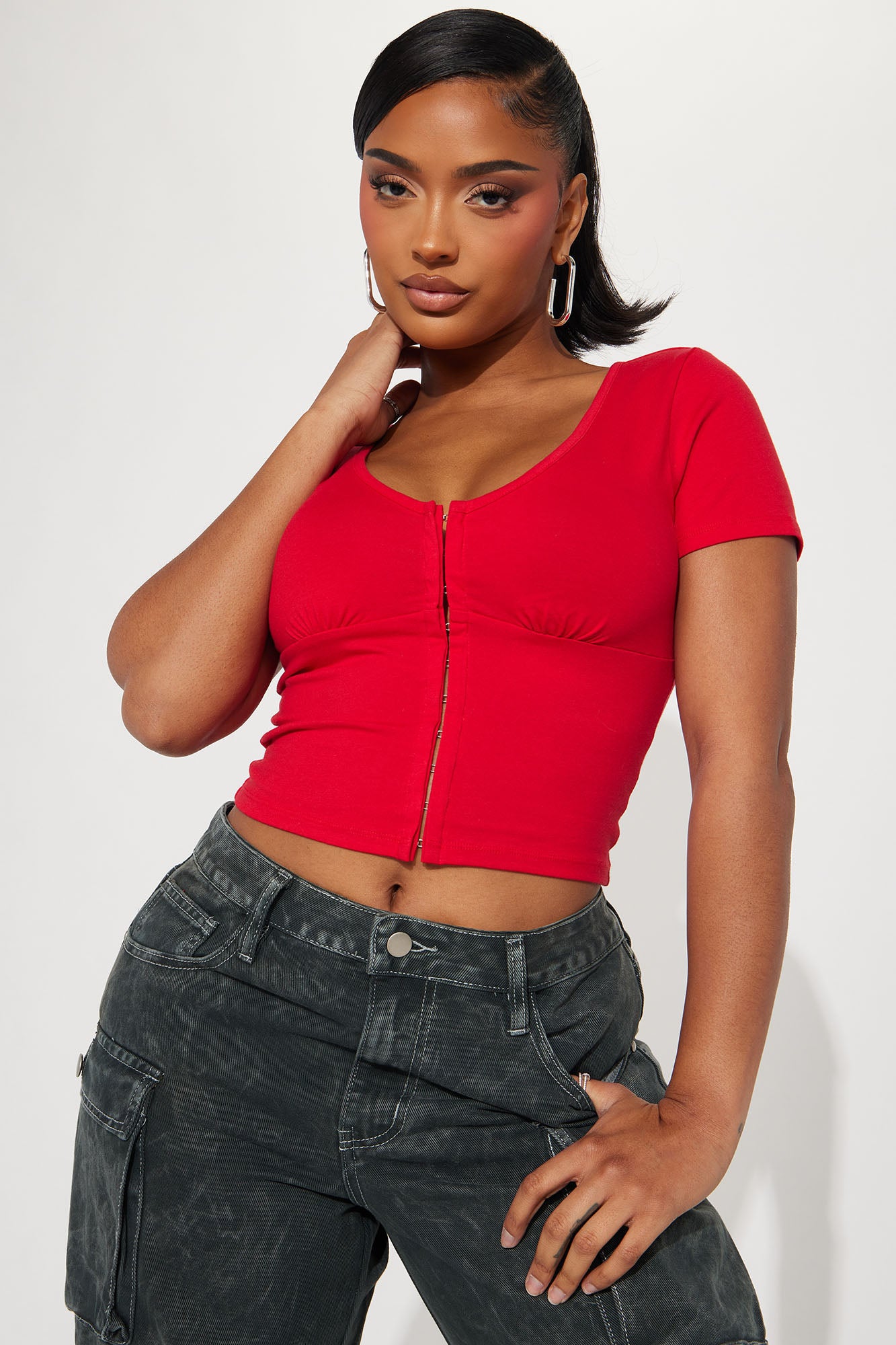 Short Sleeve Baby Tee in Red, Size M | Fashion Nova