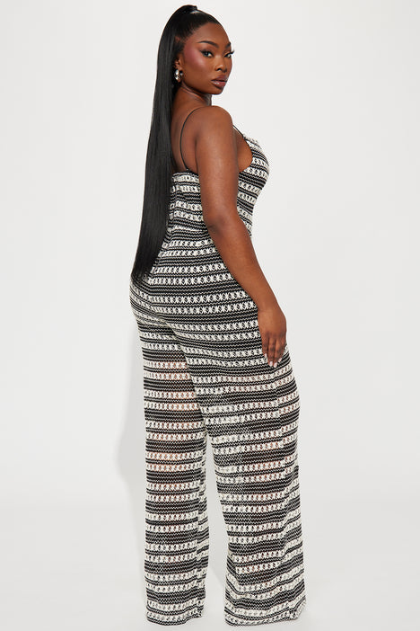 Black crochet new arrivals jumpsuit