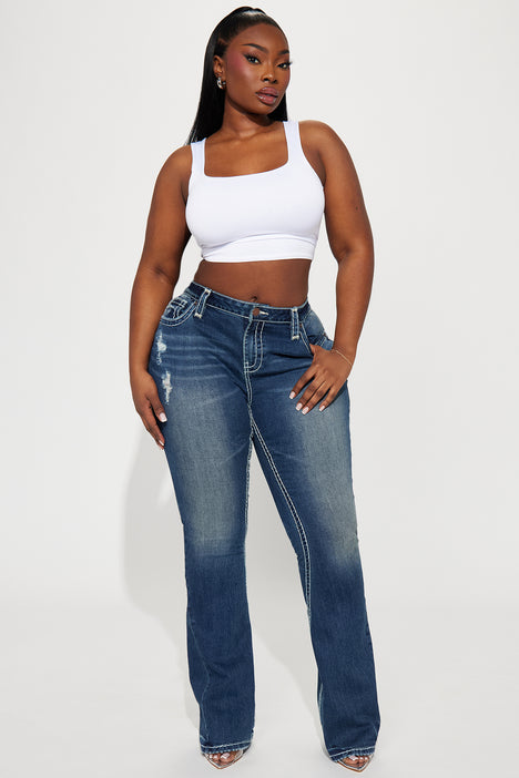 Not Playing Stretch Flare Jeans Medium Wash Fashion Nova