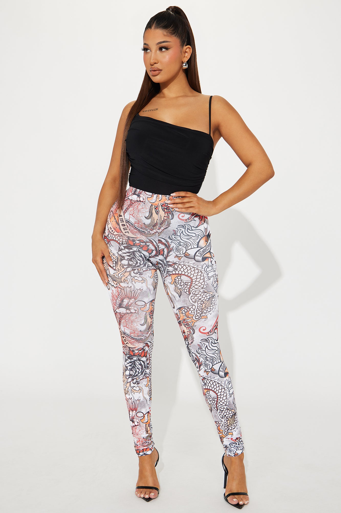 Playing With Danger Printed Legging Grey combo