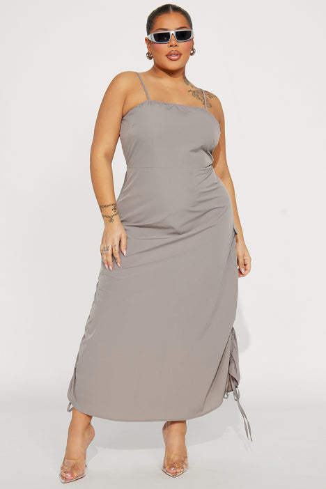 Jamie Windbreaker Midi Dress Grey Fashion Nova Dresses