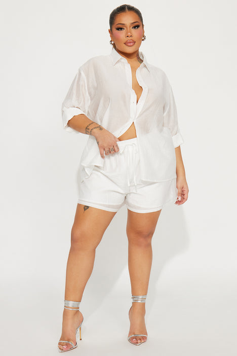 Plus size white short set new arrivals