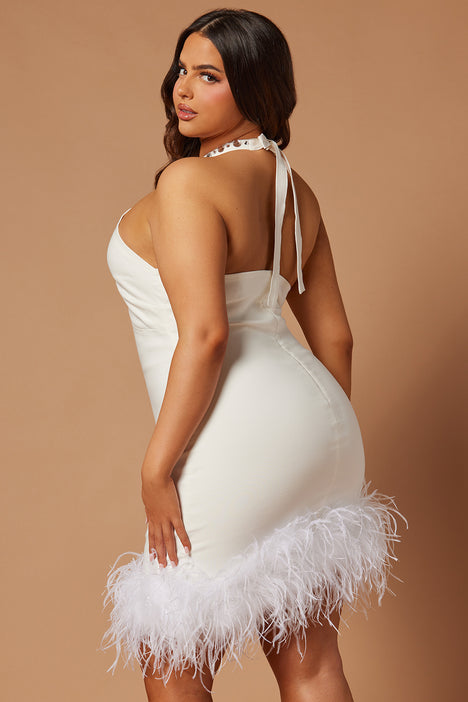White feather deals dress plus size
