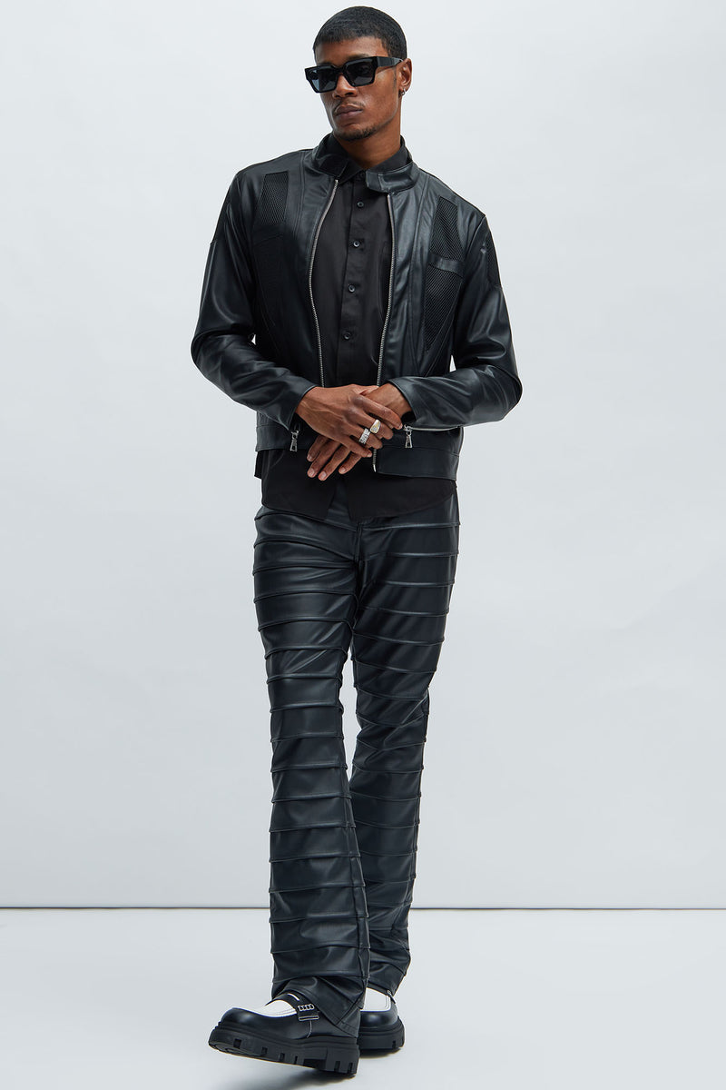 Hybrid Faux Leather Moto Jacket - Black | Fashion Nova, Mens Casual ...