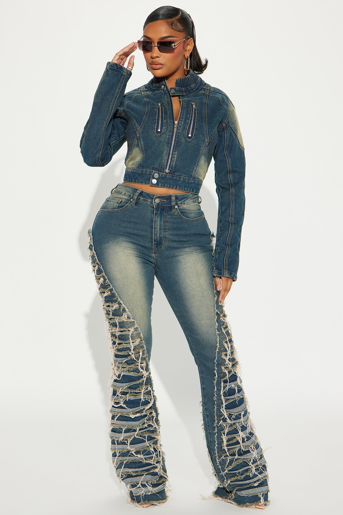 A brand flare jeans top
