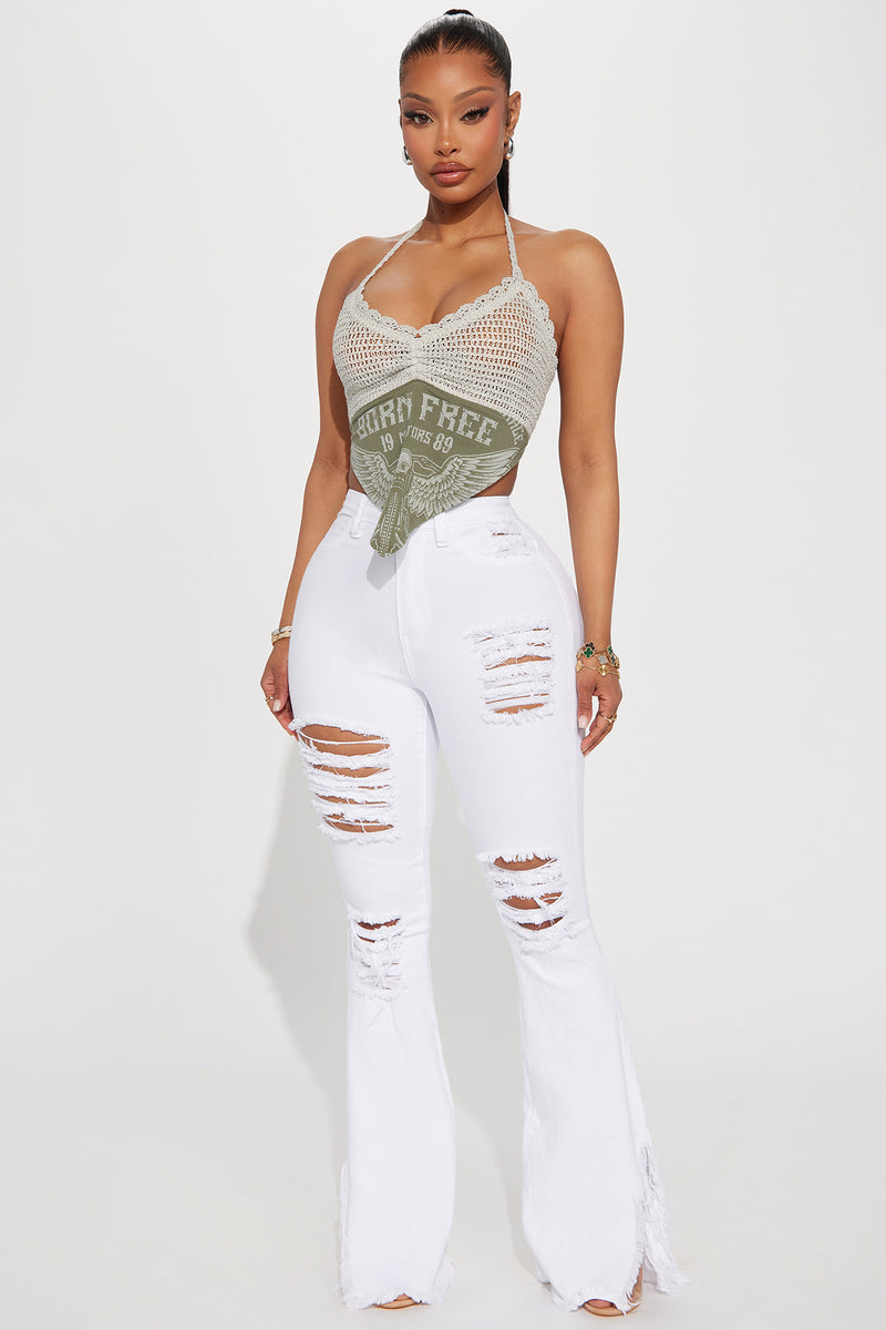 Freedom Rider Crochet Halter Top - Sage | Fashion Nova, Screens Tops ...